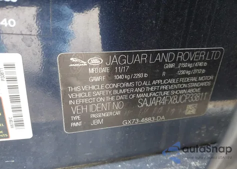 2018 Jaguar Xe 25T from USA, damaged, VIN SAJAR4FX8JCP33811